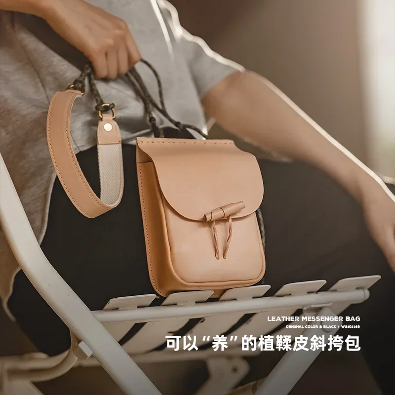 Imagem -02 - Maden-vegetal Tanning Leather Shoulder Handbag Retro Crossbody Bolsa Designer Messenger Bolsa Weave String Letras Douradas Impressão