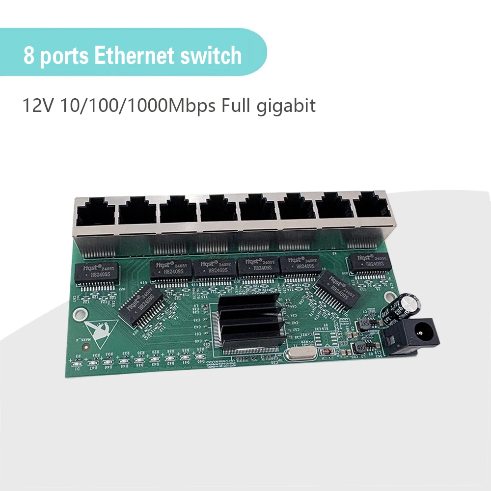 12V Full Gigabit Ethernet Switch 8 Ports 10/100/1000Mbps PCB Board Switch for Network Device