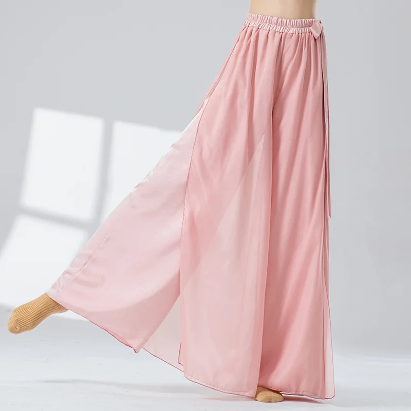 

Women's Wide-Leg Pants Elegant Chiffon Culottes Classical Dance Practice Clothes Chinese Modern Dance Adult Blocking Dance Pants