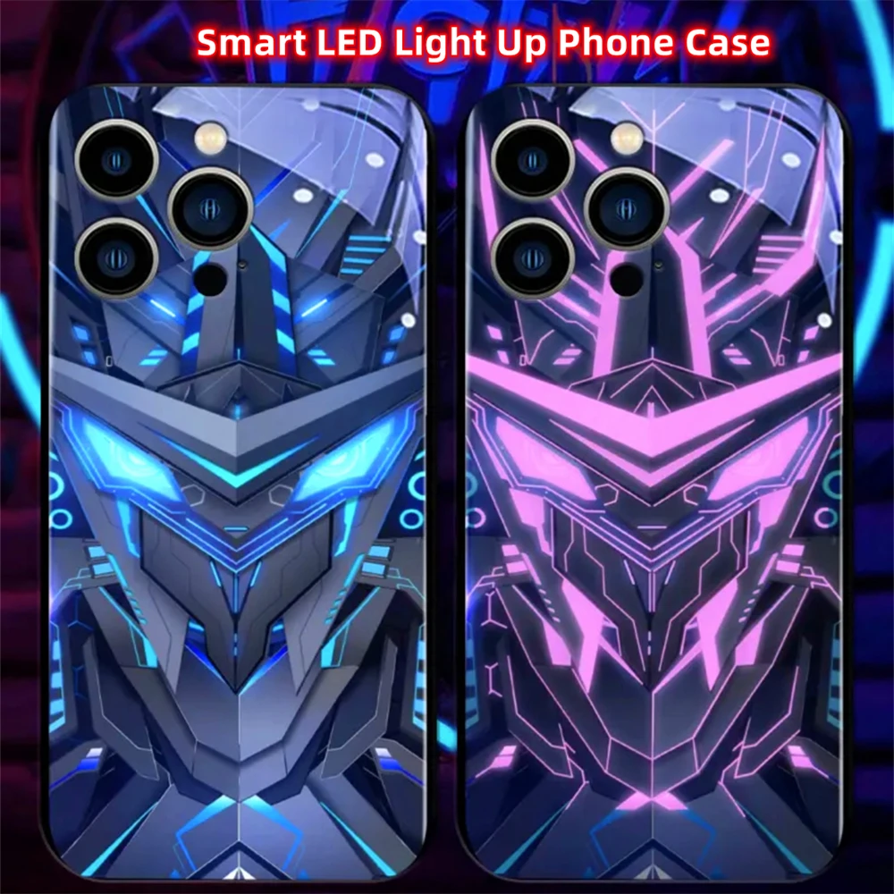 Laser-Panzer-Mech-Muster LED-Licht Leuchtende Handyhülle Glitzer-Cover für iPhone Air 17 16 E 15 14 13 12 11 Pro Max Plus – Detail 25