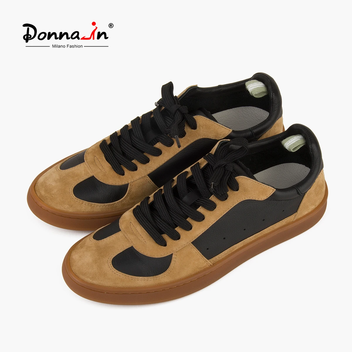 Donna-in Suede Sneakers For Women Large Size 41 42 43 Genuine Leather Sneakers Mixed Colors Lace-Up Round Toe Women Sports Shoes