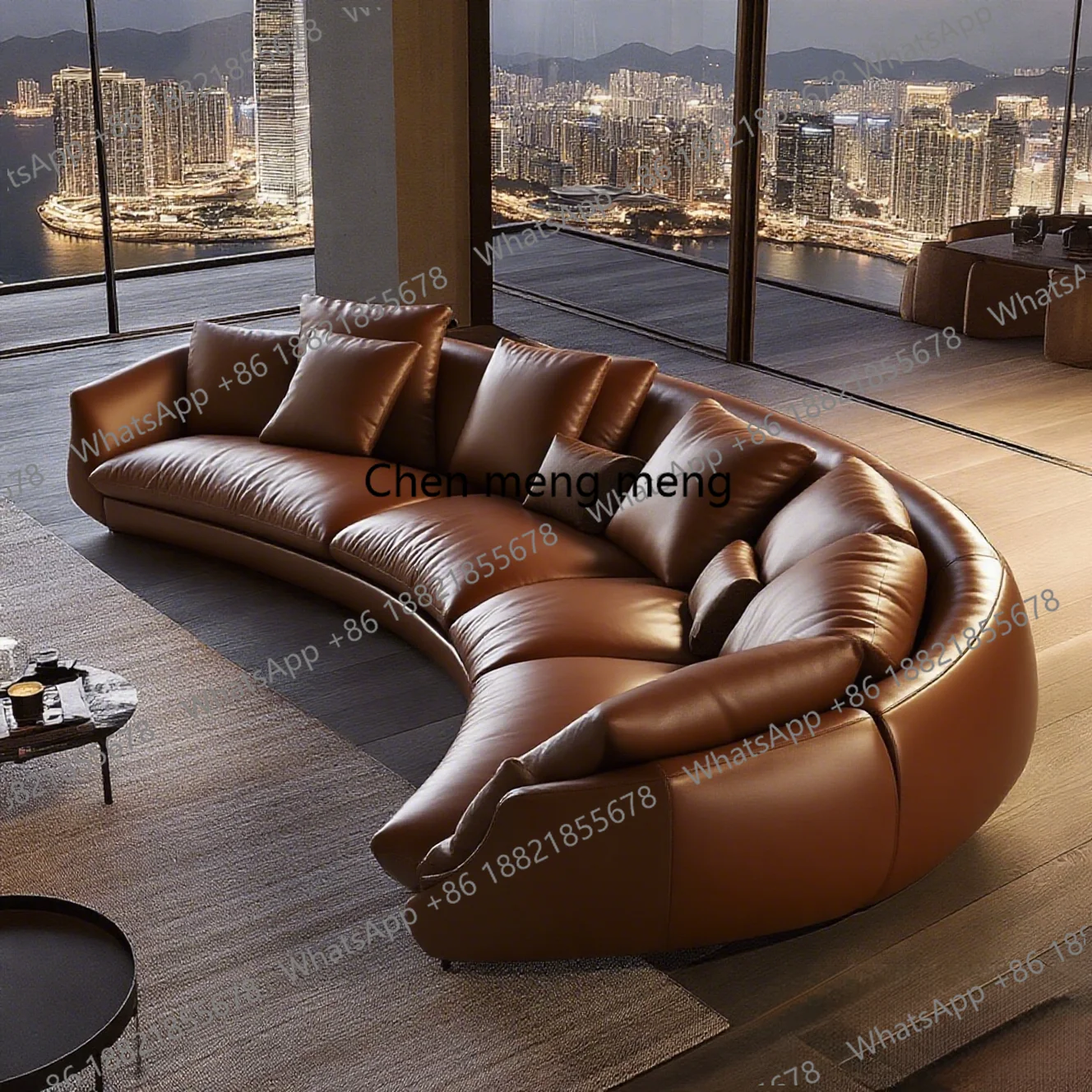 Retro atmospheric leather sofa living room sofa combination multi-person sofa leather  large flat layer