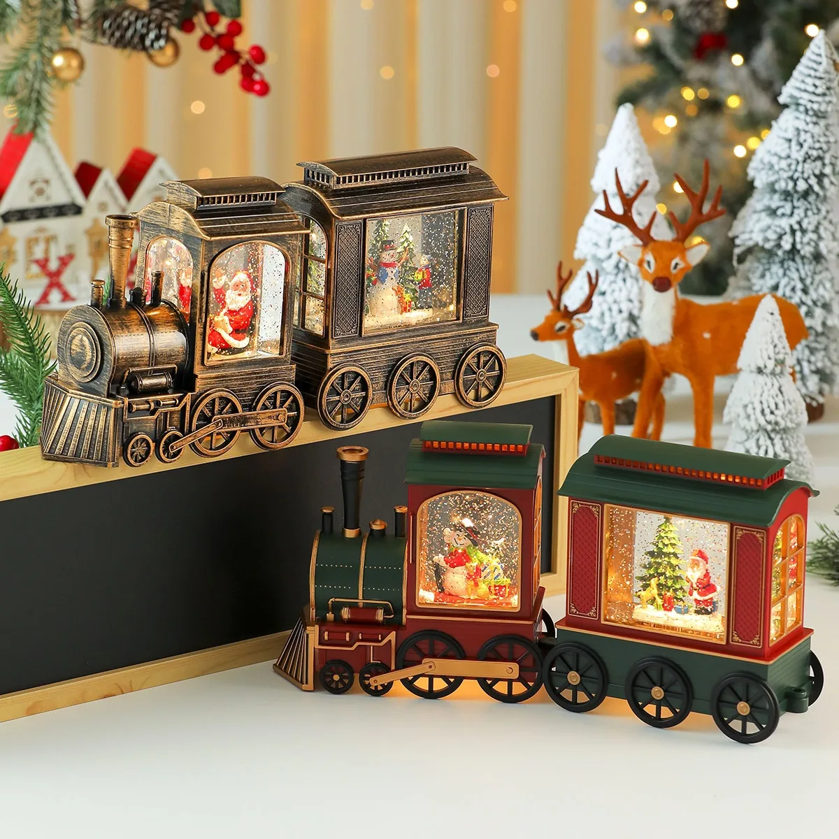 Creative Christmas glowing lights, music-infused water fountain decorations, train ornaments, display items, gifts
