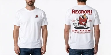 2026 Negroni Cartoon Cocktail Double Sided Print Tee Unisex Black Retro Mascot Front Back Graphic Casual Streetwear Shirt