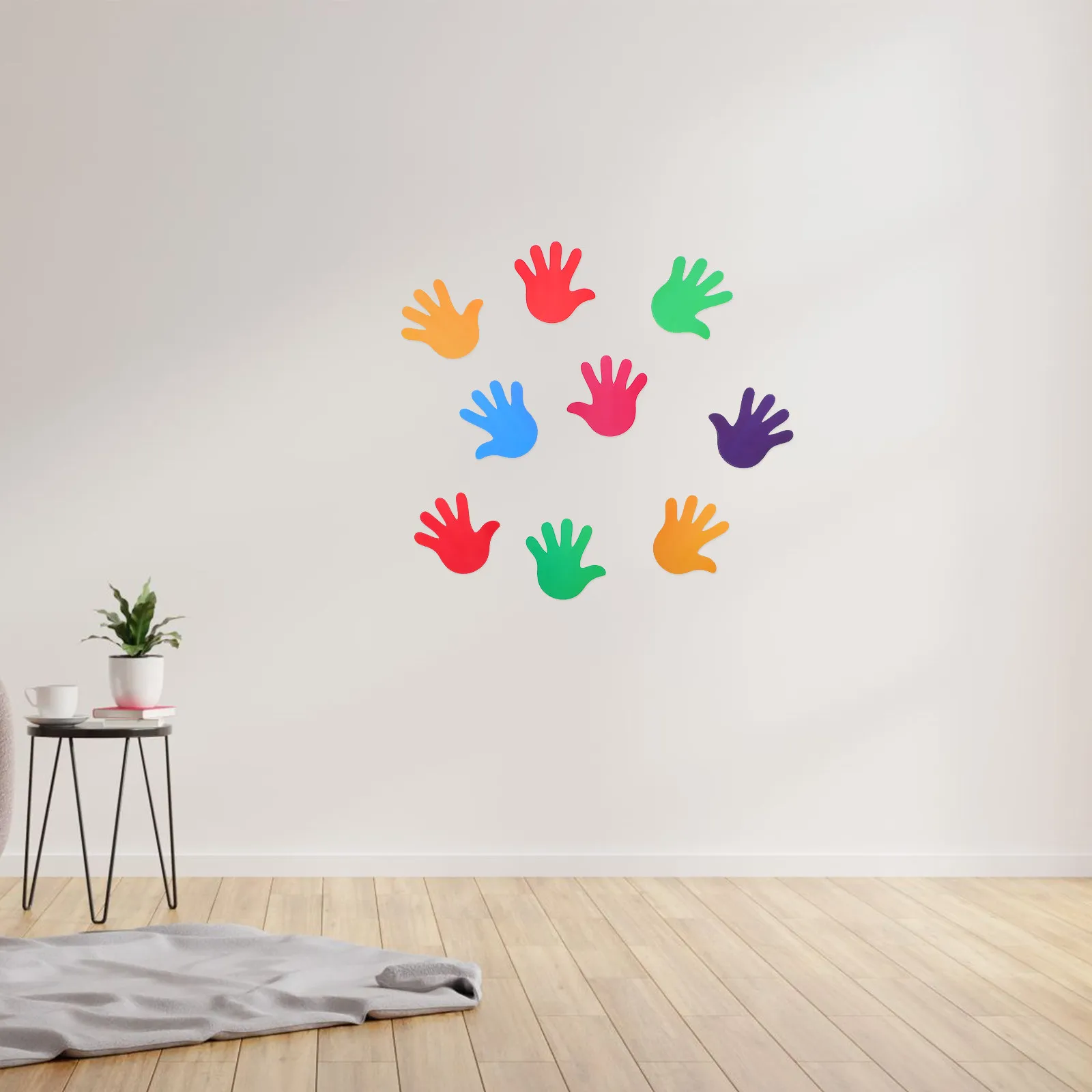 45Pcs Waterproof Floor Stickers Removable Handprint Design Easy Clean Bedroom Living Room Classroom Bathroom Decorative Decals