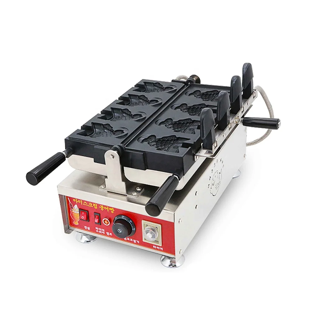 South Korean Taiyaki Fish Cake Make Making Maker Machine Open Mouth Fish Electric Korean Ice Cream Tayiki Fish Waffle Machine