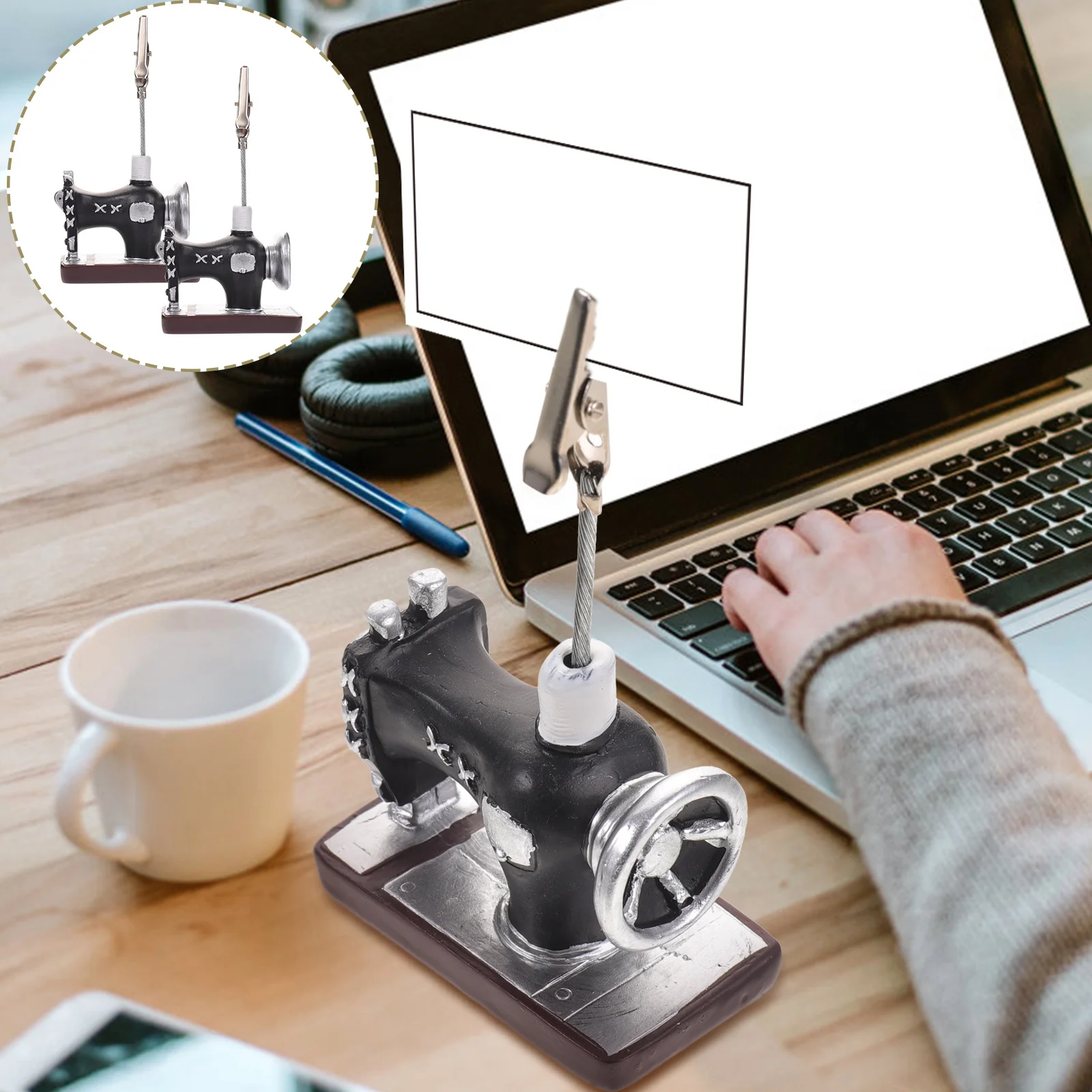 

2Pcs Vintage Memo Clips Resin Photo Clamps Decorative Tabletop Card Holders Retro Office Note Stands Multi-Functional
