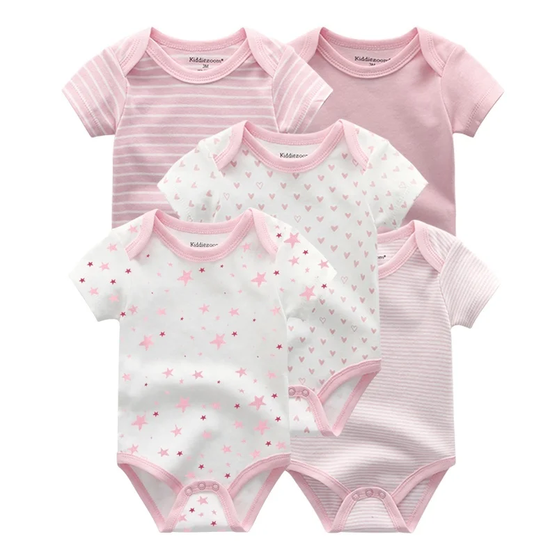 

5 PCS/lot Fashion Newborn 100%Cotton Baby Boy Girl Bodysuit Short Sleeve Soft Infant Onesies Baby Shower Gifts