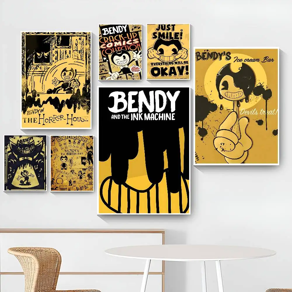 Anime Bendy and the Ink Machines Classic Vintage Posters HD Quality Wall Art Retro Posters for Home Room Wall Decor