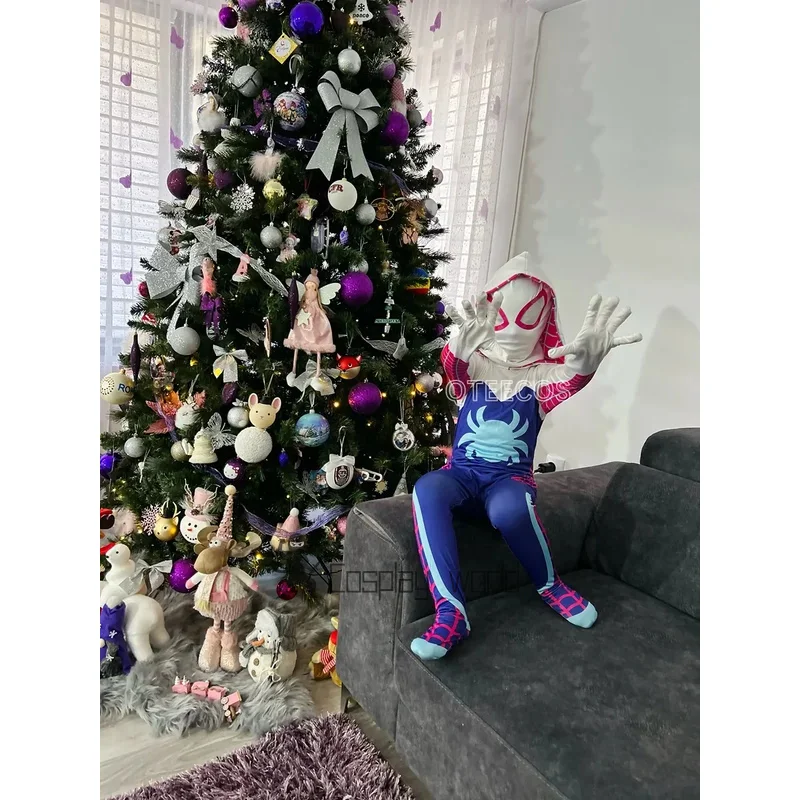 جوين تأثيري حلي الرجل العنكبوت خارقة ارتداءها حللا هالوين عيد الميلاد الملابس قناع الأرجواني كيب عباءة #3