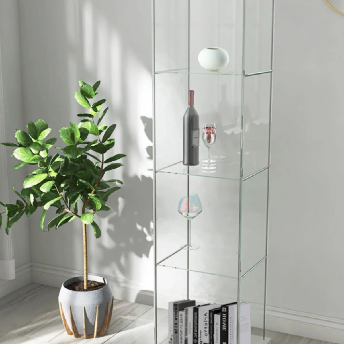 #Glass Display Cabinet Transparent Wine Cabinet Figure Display Box Living Room BlindBox Storage Display Rack Household Wine Rack