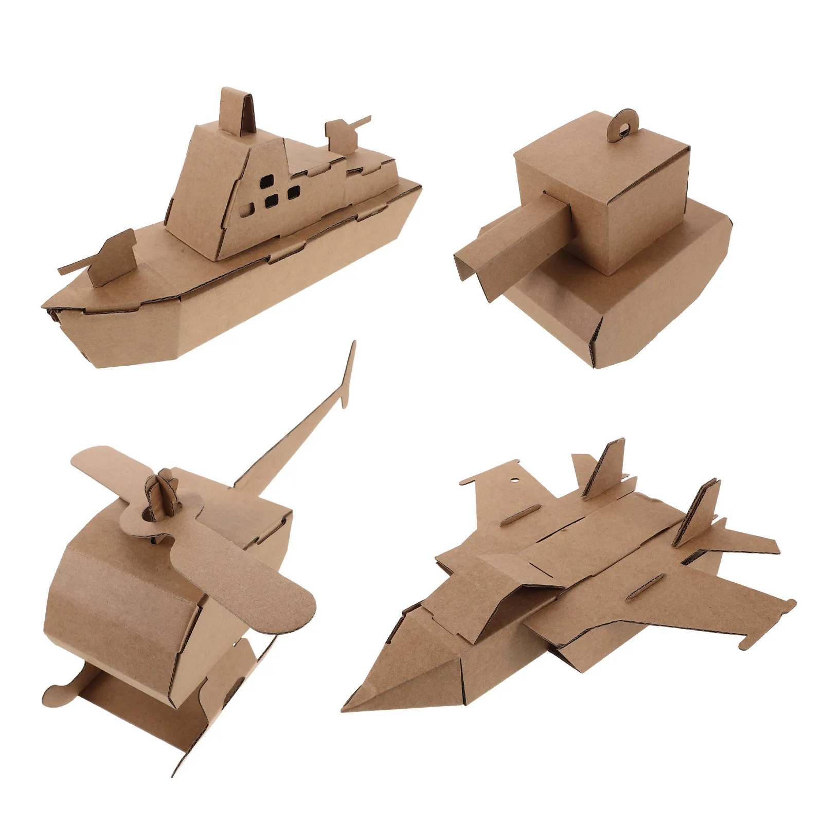 4Pcs Paper Construction Kit DIY Cardboard Forts Boats Easy Assemble Color Craft Supplies School Art Lessons Creative Handmade