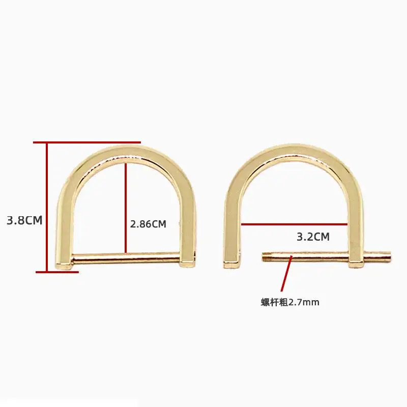 2pcs Metal Opening D Ring Buckle Detachable Dee Buckle Carabiner Clasp for Leather Craft Bag Belt Strap Handle Shoulder Webbing