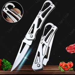 Folding Fruit Knife Stainless Steel Pocket Knife with Keychain Fruit Slicing Knives with Non-slip Handle Household Small Knife