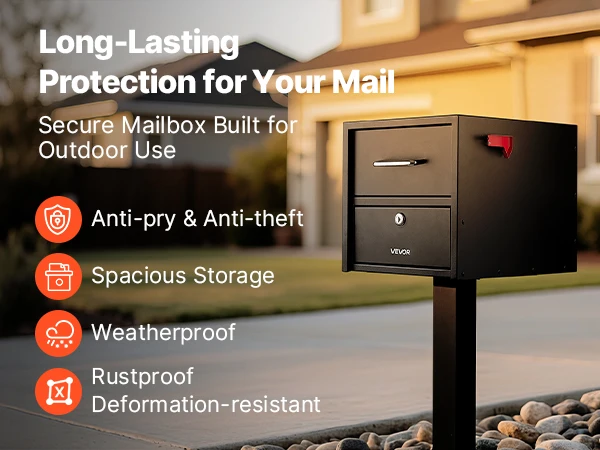 SucceBuy Post Mount Mailbox Anti-Pry & Anti-Theft Mailboxes for Outside with Magnetic Door Weather-Resistant for House Outside