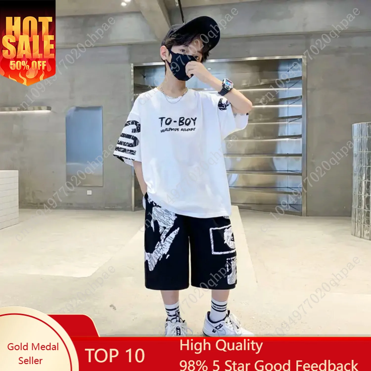 

Boys Summer Trendy Casual Sports 2pcs T-shirts+Pants Suits 3-14 Years Teenage Boys Hip Hop Style Fashion Outfits Clothes Sets