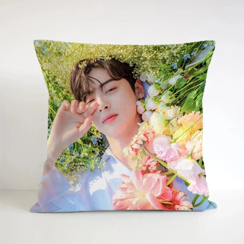 Pillow Cover Square Kpop-Cha EunWoo Ornamental Pillows for Decoration Custom Cushion One Side Decorative Pillows Cushion Cover