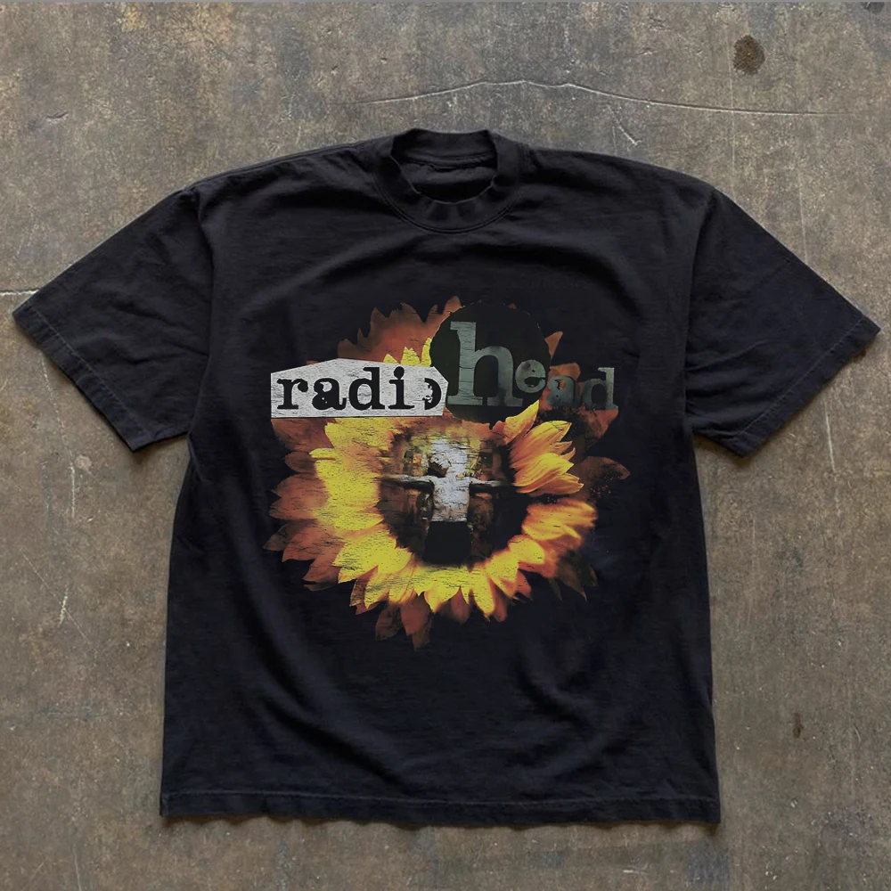 Radiohead The Bend Graphic Print Short Sleeves T-shirt Men Women Summer 90s Retro Rock Music T-shirt Casual Y2K Streetwear Tops