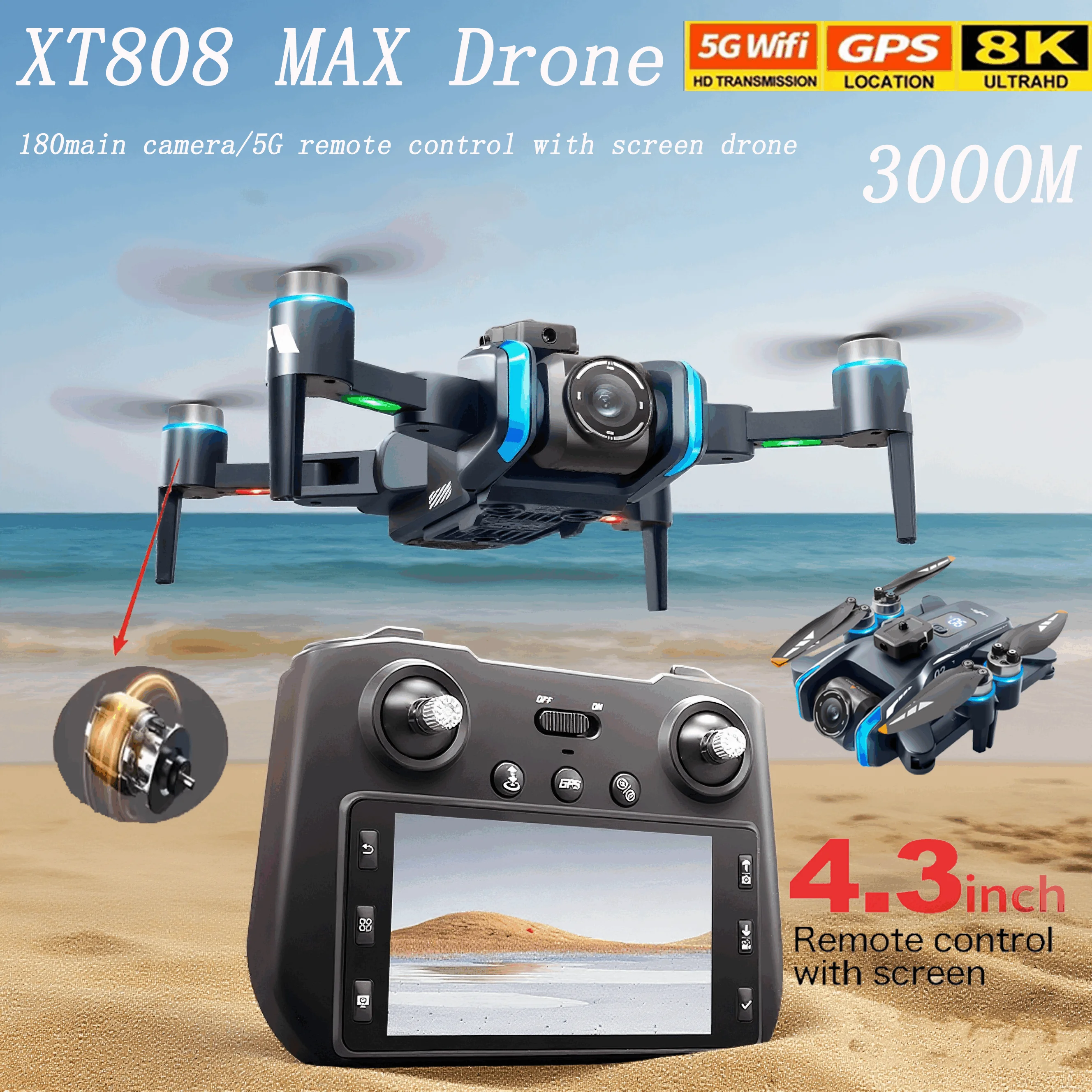 

2025 NEW XT808 RC Screen Control Drone GPS 8K Professional Aerial Photography Camera Obstacle Avoidance Brushless Quadcopter Toy