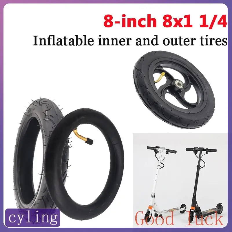 

Пневматическая шина 8X1 1/4 для электросамоката и инвалидной коляски, 8-дюймовое пневматическое колесо, внутренняя и внешняя покрышка, универсальная модель