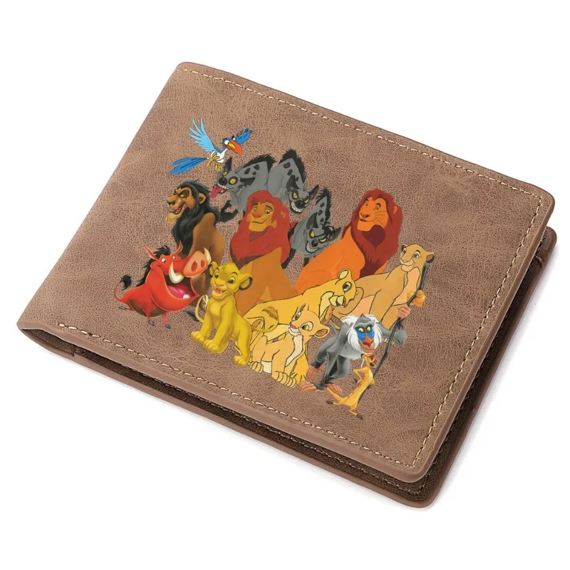 Lion King Men\'s Short Soft Leather Wallet 2024 New Popular PU Zipper Wallet Multifunctional Coin ID Card Credit Card Coin Purse