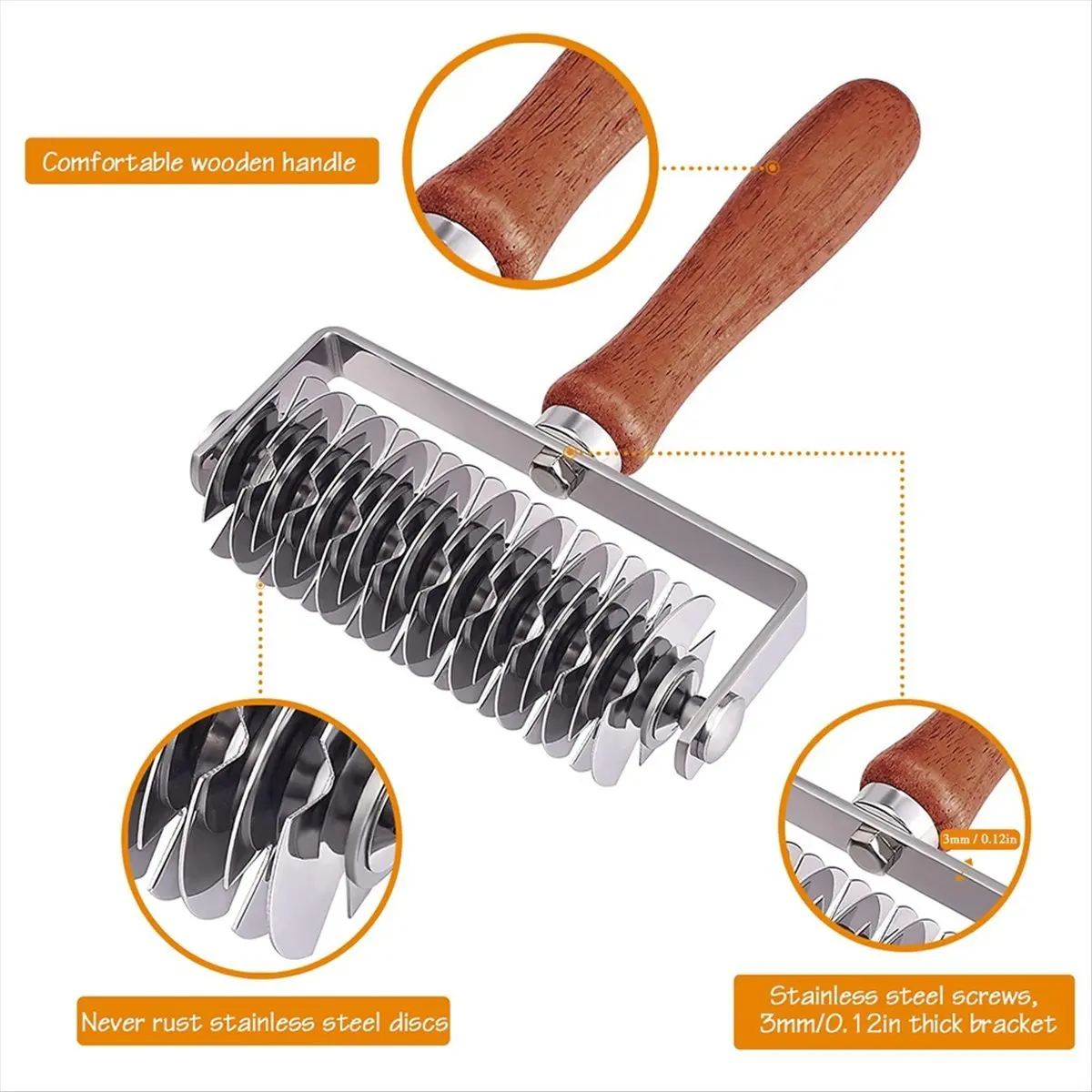 2026 NEW Stainless Steel Lattice Cutter, Dough Lattice Roller Cutter Baking Tool Cookie Pie Pizza Bread Pastry CrustRoller