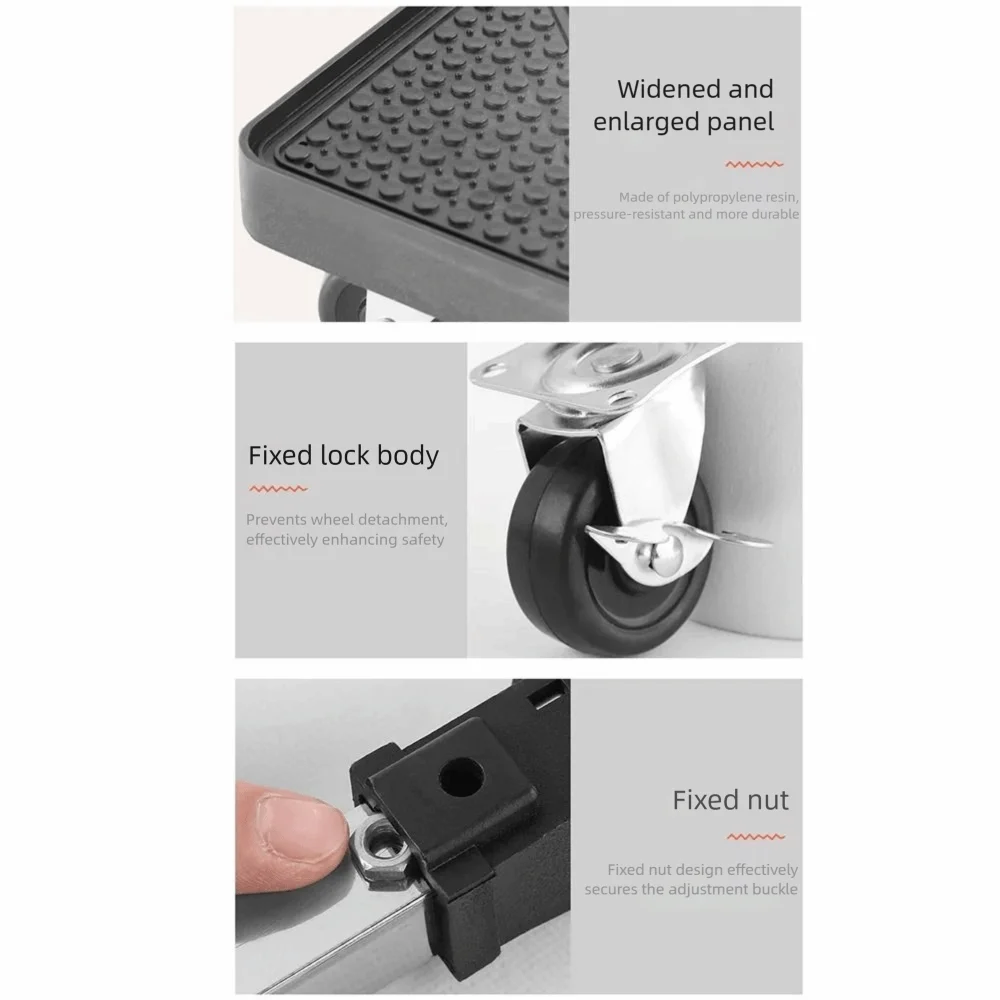 Adjustable Universal Wheel Mobile Rack 4 Locking Wheels Noise Reduction Washing Machine Holder Retractable Non-slip