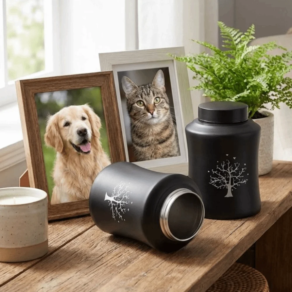Stainless Steel Pet Ashes Storage Box with Lid Moisture Proof Pet Urn-Funeral Holder Waterproof Sealed Memento Burial Holder