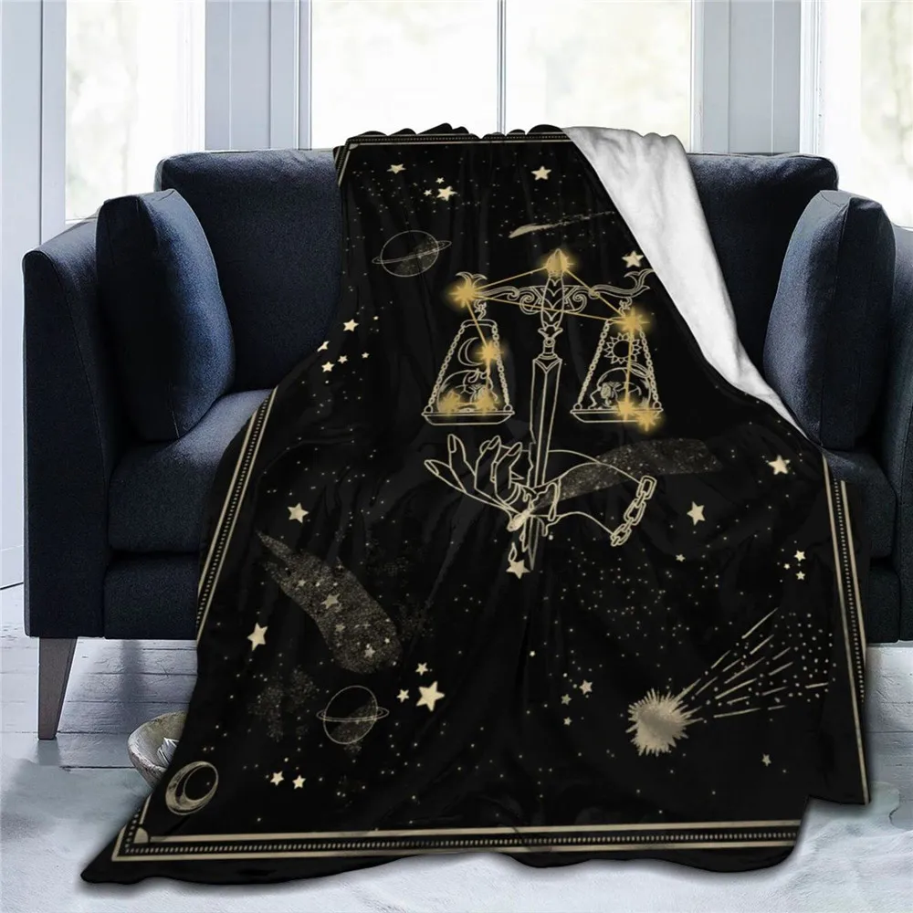 

HX 12 Horoscope Flannel Blanket Libra Aries Scorpio 3D Printed Plush Quilts Thin Throw Blankets for Bed Dropshipping