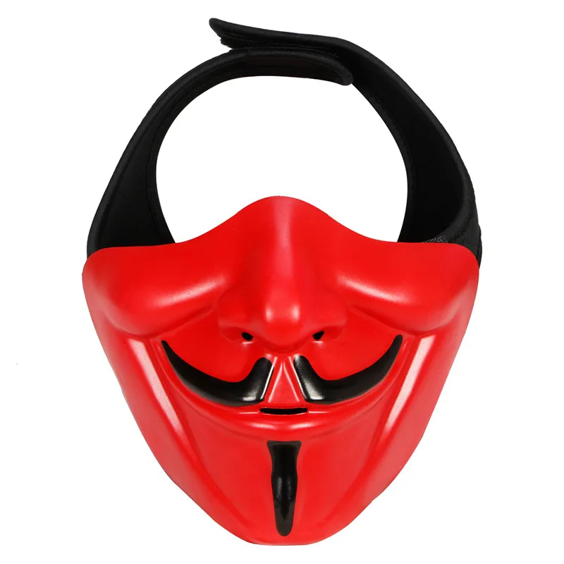 Halloween V-MASK Harcászati maska kültéri Cézium mez berendezések Mozidarab Kellékek v-shaped Ketted arcon maska