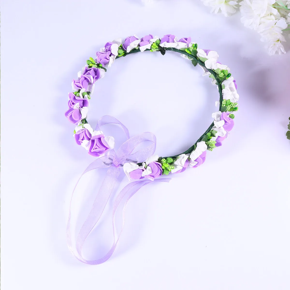 

Handmade Strawberry Hair Wreath Purple Single Row Floral Berry Headband Wedding Hair Accessories Bridal Hairband Party