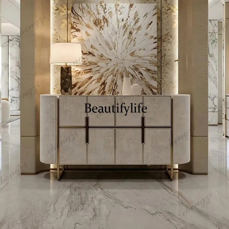 Italian light luxury marble dining side cabinet multi-functional entrance entrance cabinet high-end villa living room decoration