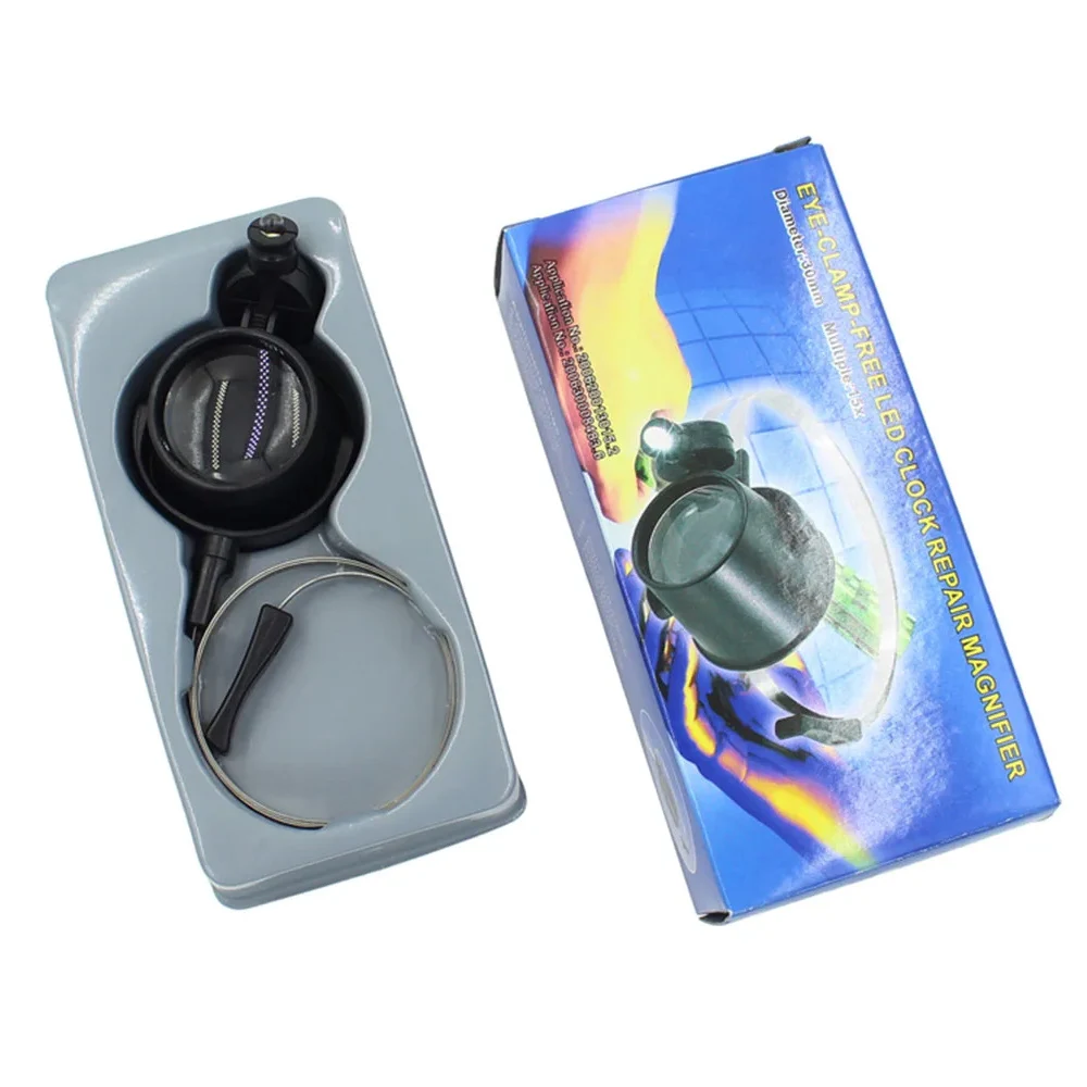 15X Monocular Glass Magnifier Watch Jewelry Repair Tools LED Magnifying Glass Watch Clock Loupe Lens