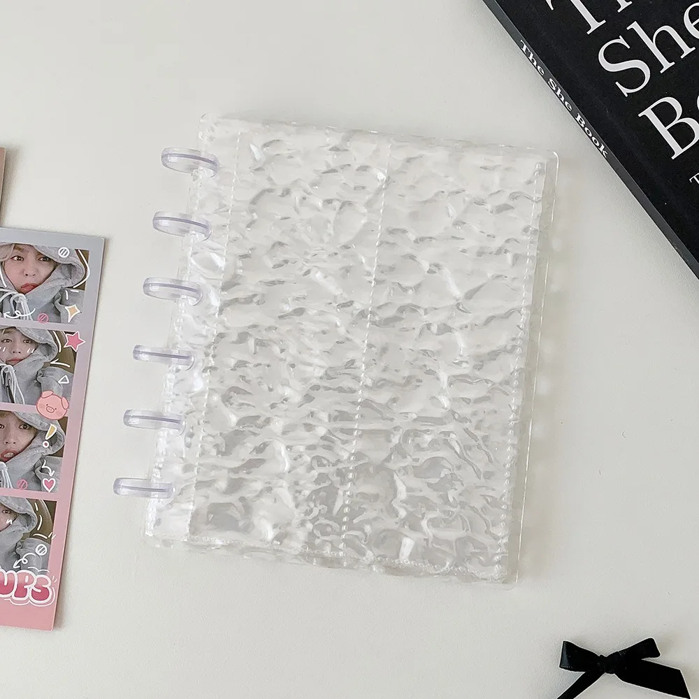 Transparent Water Ripple Photocards Holder Loose Leaf Mushroom Hole Idol Card Collection Binder Vertical Bill Storage Booklet