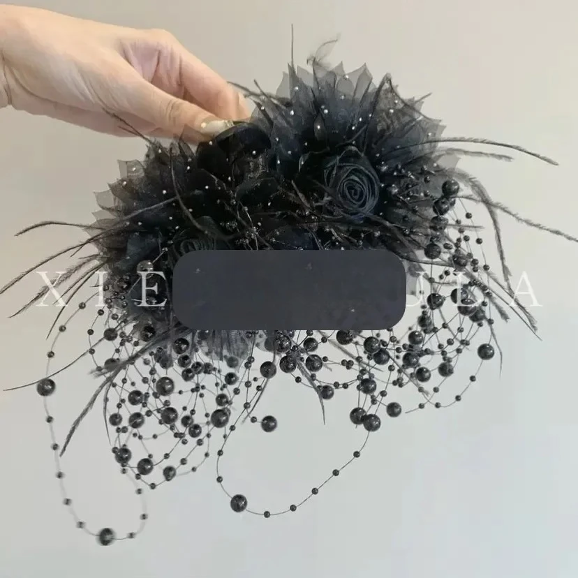 Female Luxury New Hair Headwear Accessories Beads Tassels Birthday Party Hair Claw Women Emperament Hair Shark Clips view 5