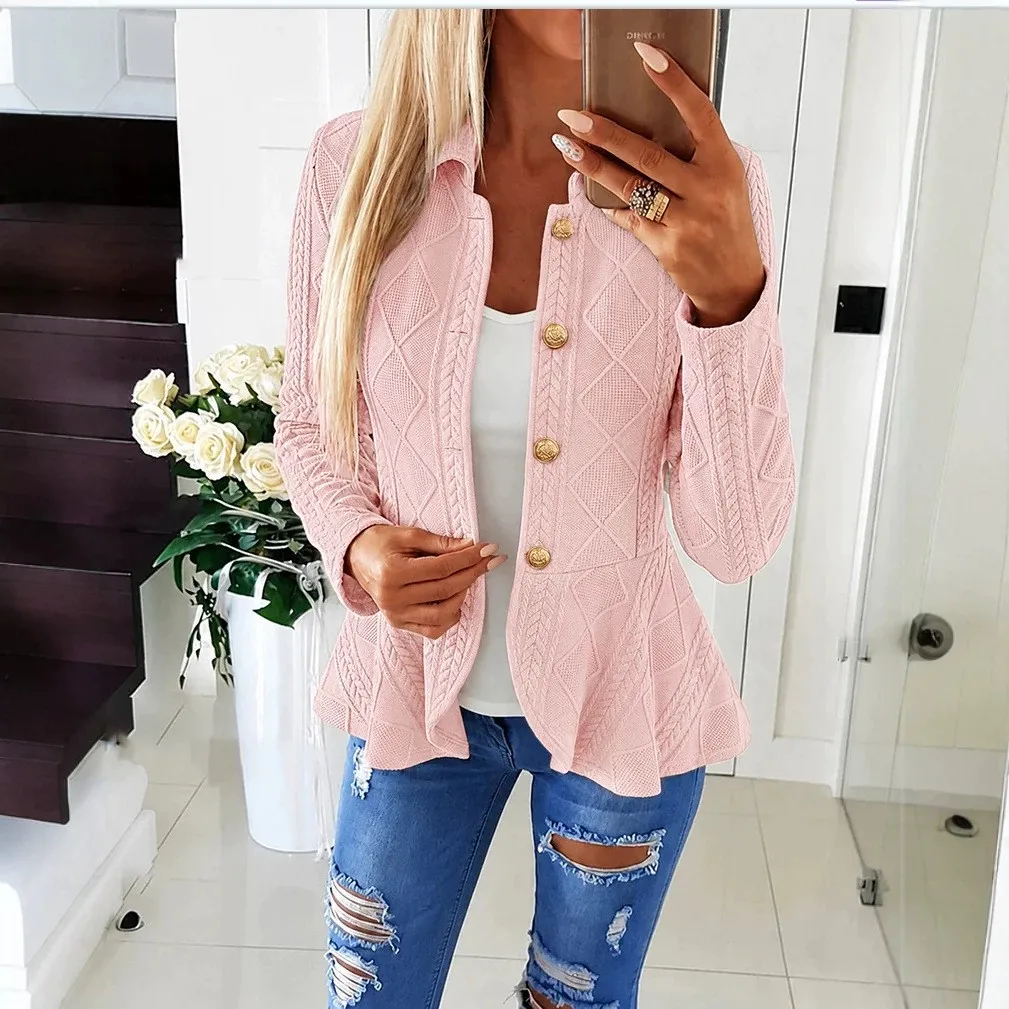 No Hood Long Sleeve Hat Fitted Elegant Autumn Winter Single Breasted with Multiple Buttons Regular Sleeve Women Autumn Coat