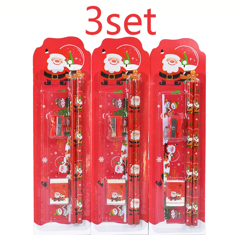 3/1set Cartoon Christmas Stationery Set Children Writing Tools Girl Gift Office School Art Supplies Drawing Pencils