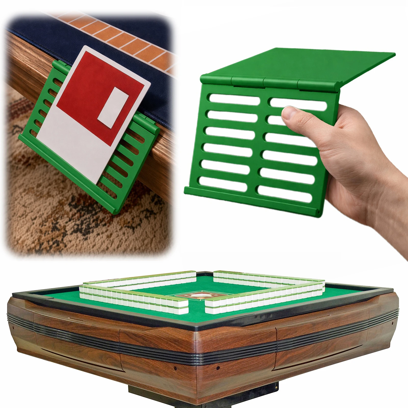 Foldable Mahjong Card Holder Non-Slip Under Mat Slide-In Stand Adjustable Angled Viewing Mahjong Rack for 10In American Mahjongs