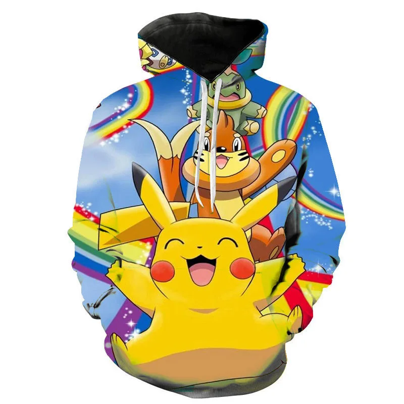 New cartoon anime elf Pikachu two-dimensional 3D printed sweatshirt hoodie pullover long-sleeved youth popular loose