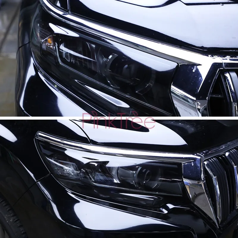 For Toyota Land Cruiser Prado 150 FJ150 2015 2016 2017 2018 2019 Black TPU Headlight Transparent Anti-scratch Protective Film