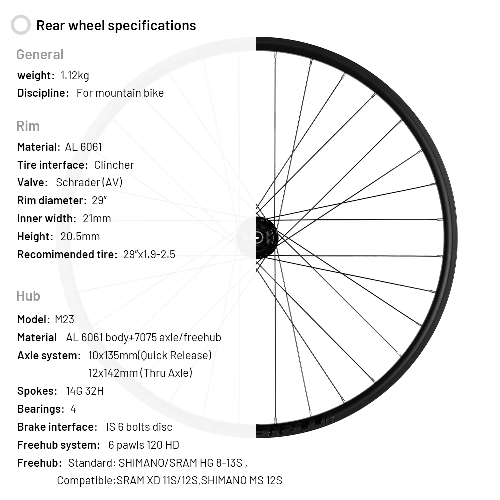 TRIFOX MTB Bike Wheelset 29er 32H  Disc Brake MTB Bicycle AM Enduro DH 142 Thru Axle 135 Rim brake Bicycle Wheel