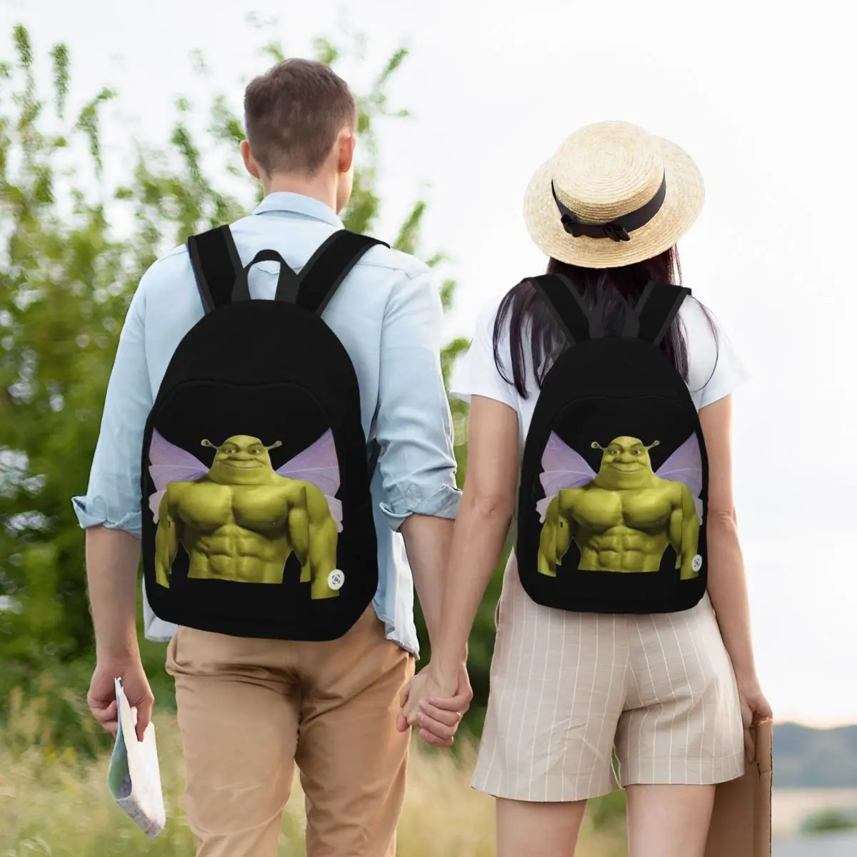 Funny Shreks Meme Backpack for Men Women Cool High School Work Daypack Shreks Butterfly Laptop Computer Shoulder Bag Outdoor