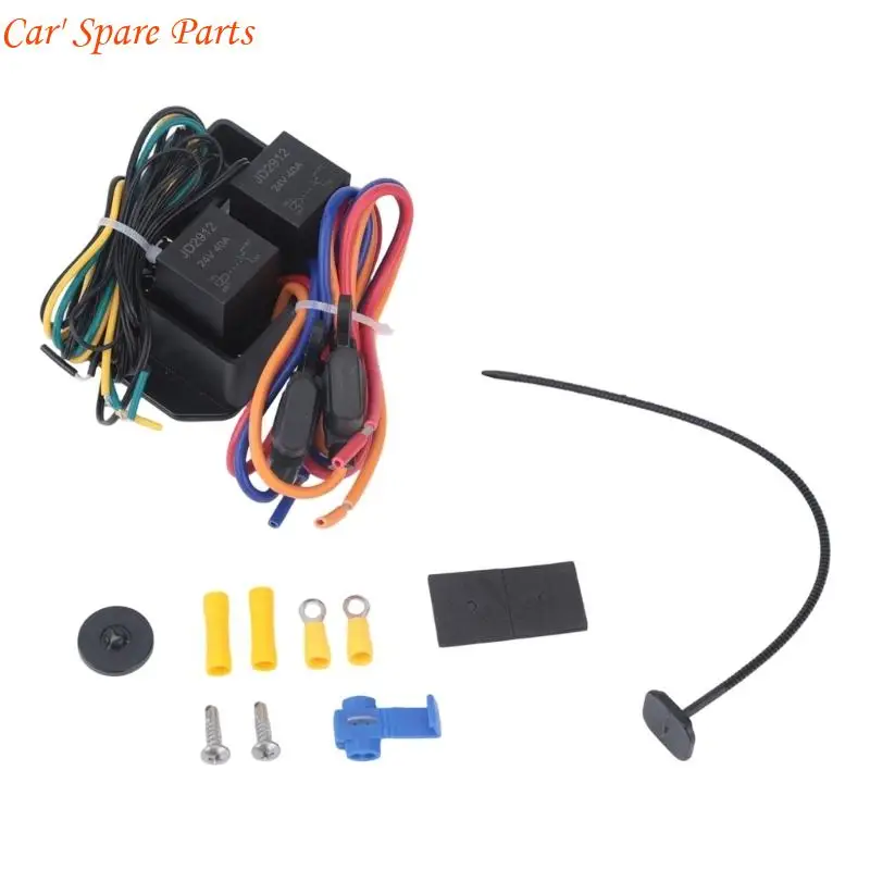 Y4UA Attached-Harness 2-Fan Radiator Control Switches with Predrilled Mounting Plate for Automotive Cooling