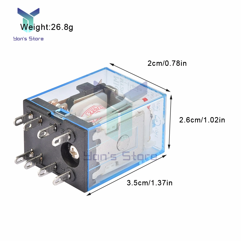 MY2NJ Relay Coil Mini Electromagnetic Relay Switch with Socket Base General DPDT Relay LED AC 110V 220V DC 12V 24V HH53P MY3NJ