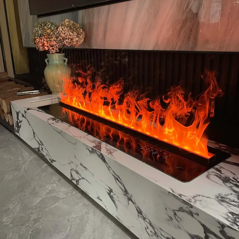 

European Embedded Electric Fireplace Smart 3D Atomizing Humidifier LED Simulated Flame Decorative Infrared Remote Control