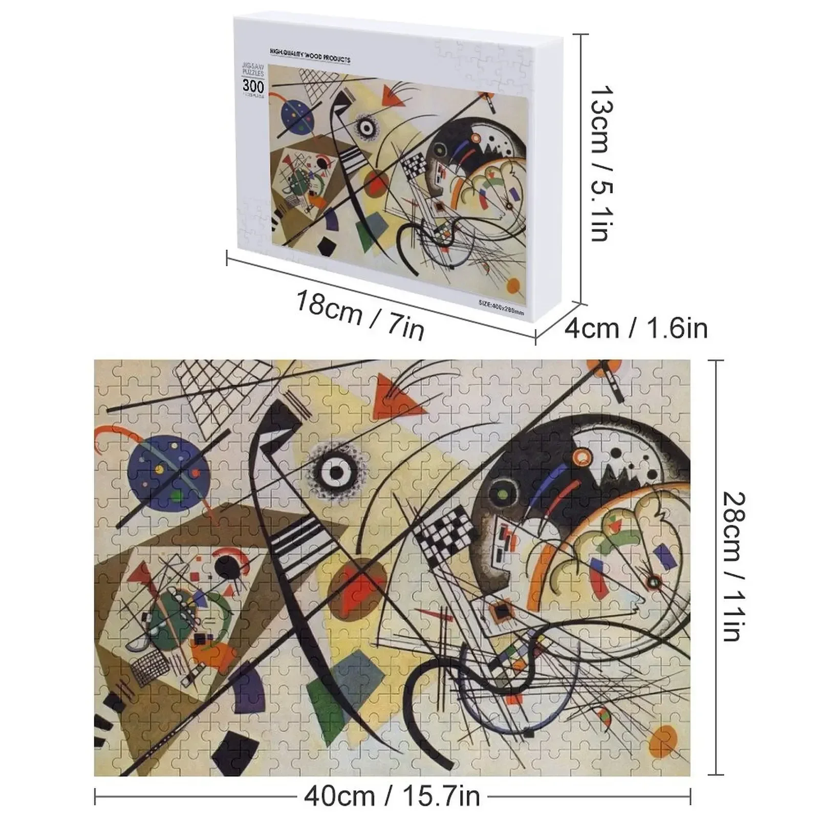 Wassily Kandinsky-Puzzle Ligne Traverse pour Enfants, Moteurs d'Échelle, Cadeau Personnalisé