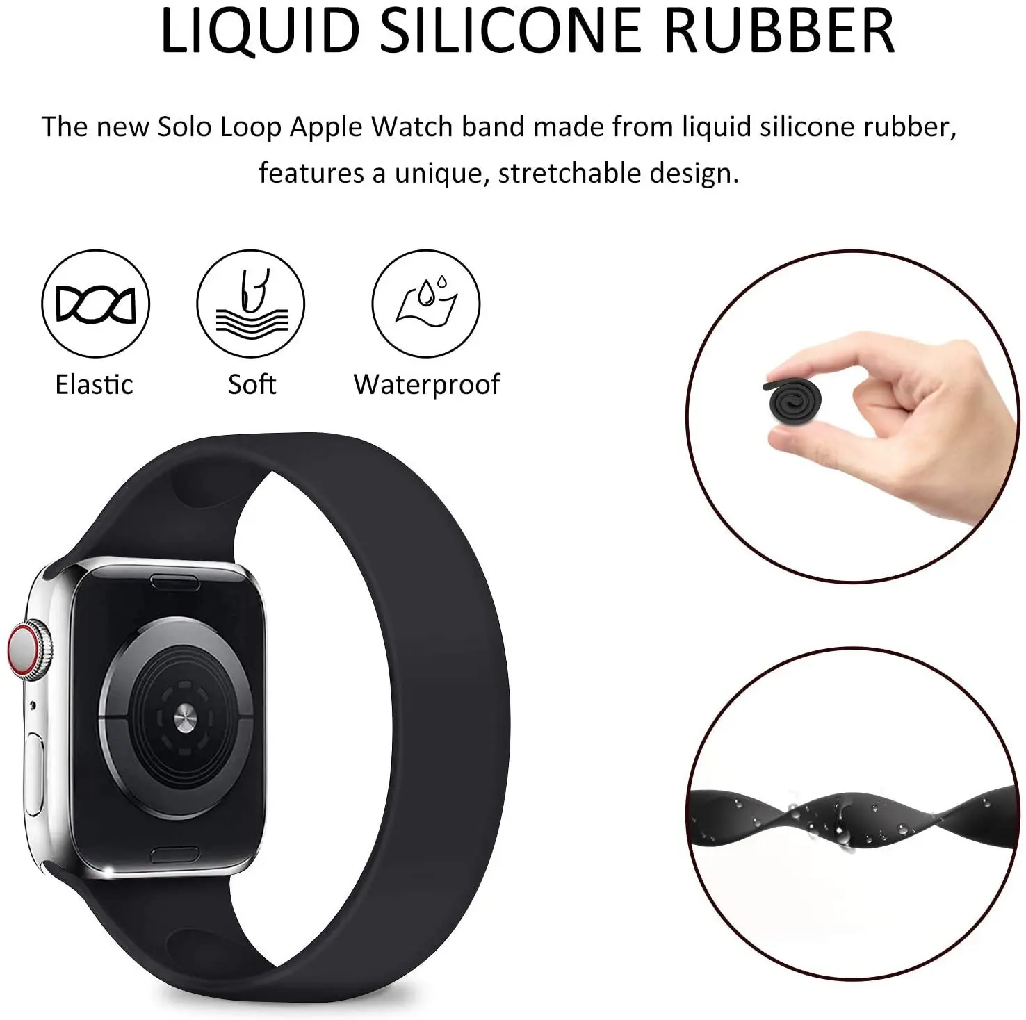 Suitable for Apple Watch S7 6 3 single loop elastic silicone strap