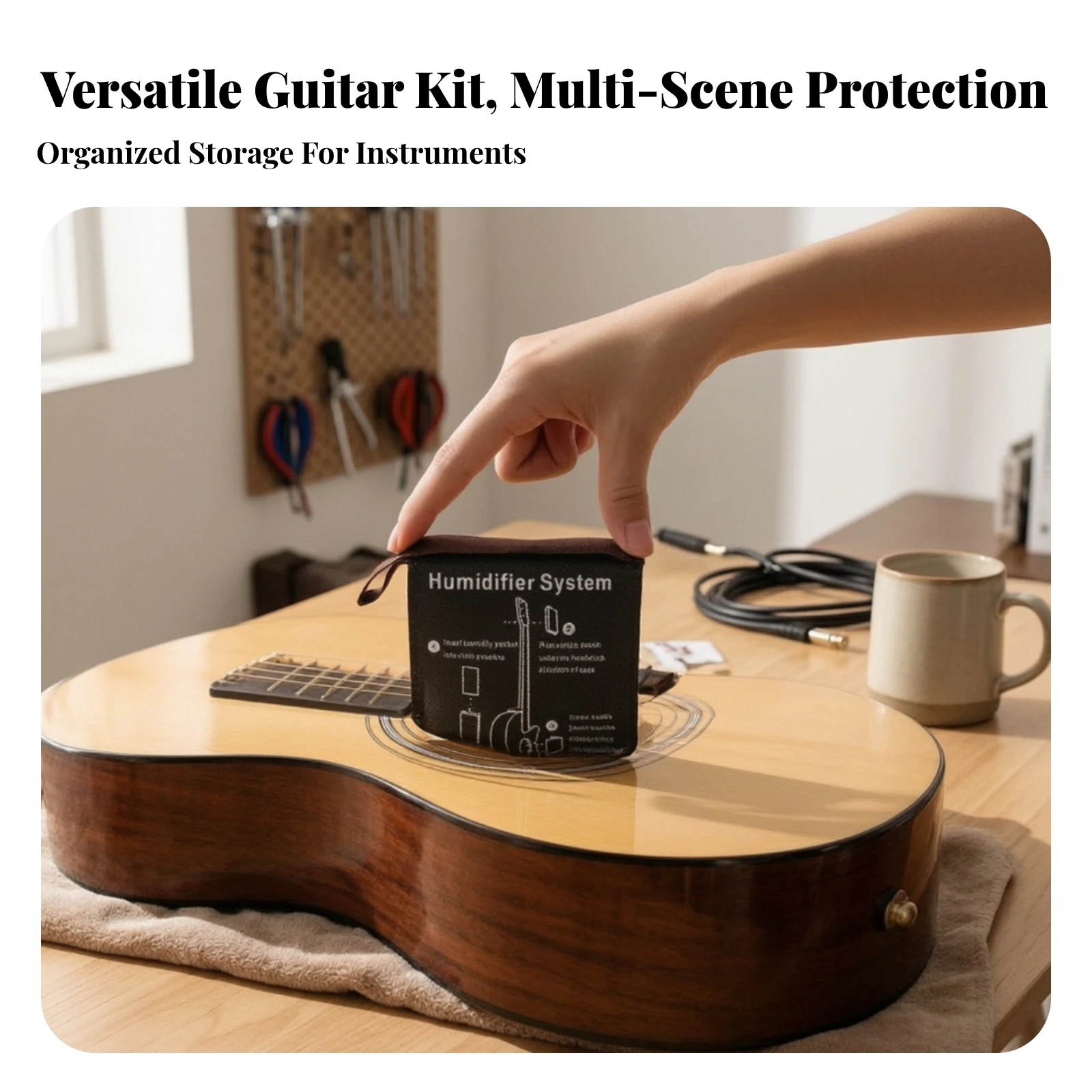 Guitar Humidifier Pouch Textile Instrument Humidifier Sleeve Music Accessory Guard for Guitarists, Gig Bag