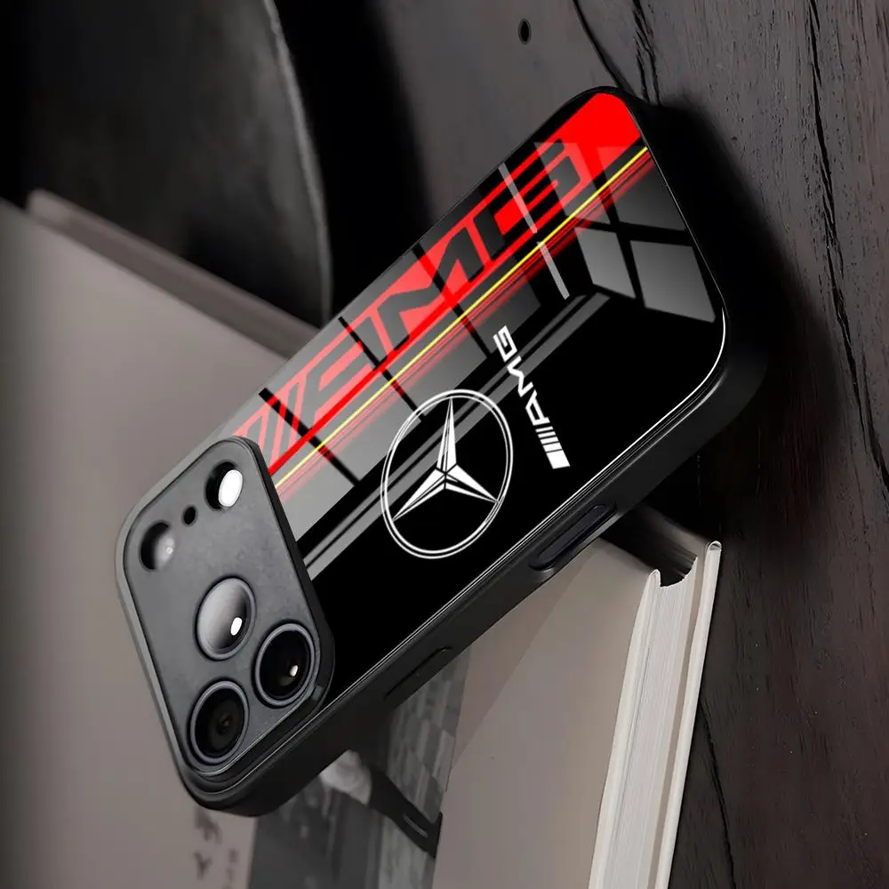 Etui na telefon M-MercedeS- z szkła, pasujące do 58-68, do IPhone17 Air 16 15 17 14 Pro Max 13 12 11 X XS XR Plus, do Samsung S 26 24 — zdjęcie produktu 3