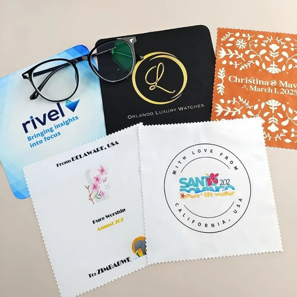 500Pcs Eyeglasses Lenses Clean Customized Glasses Microfiber Lence Cloth Logo Picture Individual OPP Package Jewelry Clean
